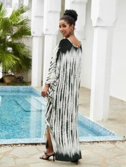 Tie Dye Batwing Sleeve Split Hem Maxi Cover Up -Curated Swimwear 1685953685fe04442af8f8abd70e016b733a4ba702 thumbnail 405x552