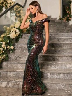 Off Shoulder Sequin Party Dress -Curated Swimwear 1685968319faa7699e322ec252ab7188bcda593f82 thumbnail 405x552