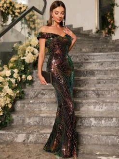 Off Shoulder Sequin Party Dress -Curated Swimwear 16859683206d28a2fe2a0e9e9b72d5cef1c8054bf7 thumbnail 405x552
