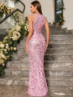 Sequin Decor Mermaid Hem Formal Dress
