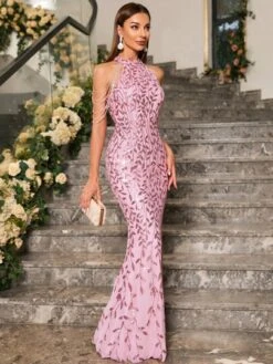 Sequin Decor Mermaid Hem Formal Dress -Curated Swimwear 1685968382a9cf4dee60917782da6762ef538ccc95 thumbnail 405x552