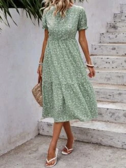 SHEIN LUNE Ditsy Floral Print Puff Sleeve Ruffle Hem Dress -Curated Swimwear 16860564609f7ecd20d0f5ae09b6bd16b53476f40d thumbnail 405x552