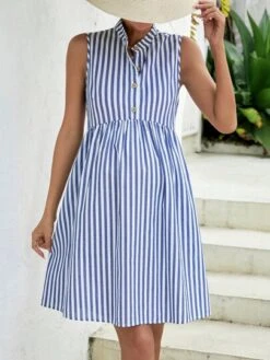 SHEIN Maternity Striped Print Half Button Dress -Curated Swimwear 1686103601f616ce376d5beb0ff7e8e24a6bd54e09 thumbnail 405x552