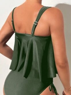 SHEIN Drawstring Side Hanky Hem Bikini Swimsuit