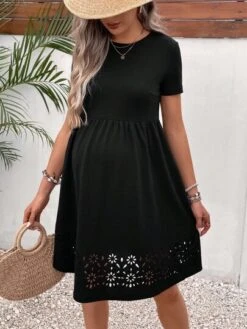 SHEIN Maternity Laser Cut Out Dress -Curated Swimwear 1686189396a7111307ac79481f63dd708876bf701a thumbnail 405x552