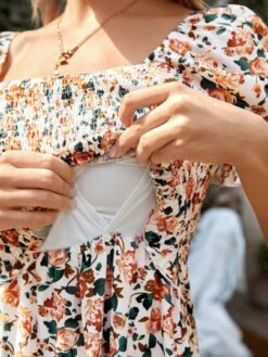 SHEIN Maternity 1pc Allover Floral Print Puff Sleeve Nursing Dress -Curated Swimwear 1686202531950f67cd9674e79a55e7c1740c057973 thumbnail 405x552