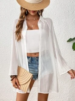 SHEIN VCAY Raglan Sleeve Button Front Kimono Without Camisole -Curated Swimwear 1686209885e30d0849c6016bd2160afe8ffb685b40 thumbnail 405x552