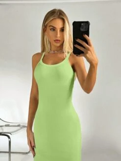 SHEIN EZwear Solid Cami Bodycon Dress -Curated Swimwear 1686276917c1a09df3072b672ff1bd6d7f16caaf20 thumbnail 405x552