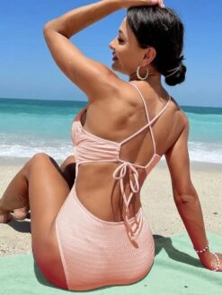 Plain Plunging Neck Backless One Piece Swimsuit -Curated Swimwear 1686288120e080b964434510806e38178637a27356 thumbnail 405x552