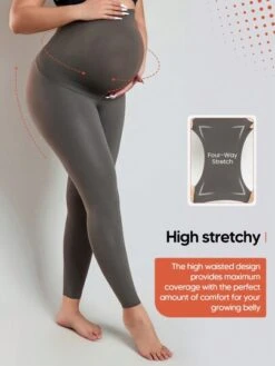 Maternity High Waisted Belly Support Leggings With Expandable Belly Panel -Curated Swimwear 168630127734898adf302f47bb7db4f0f48cf57bfd thumbnail 405x552