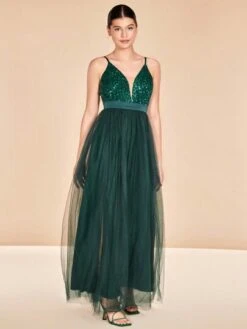 SHEIN Belle Contrast Sequin Mesh Overlay Cami Dress -Curated Swimwear 1686393573e017aaa6d419eaa2bd2919e9c35e2f97 thumbnail 405x552