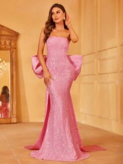 Contrast Sequin Mermaid Hem Tube Formal Dress With Big Bow -Curated Swimwear 168653426912a2be464ac0deb79708500f62318bff thumbnail 405x552