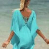 Solid Drawstring Waist Cover Up