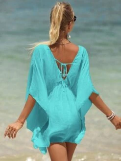 Solid Drawstring Waist Cover Up