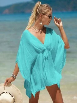 Solid Drawstring Waist Cover Up -Curated Swimwear 1686537579a0b746c8c4a480fdc323b472da5c2a6b thumbnail 405x552