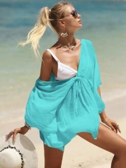 Solid Drawstring Waist Cover Up -Curated Swimwear 168653758182996d5ee3df24f33fe0d7708702bd6e thumbnail 405x552
