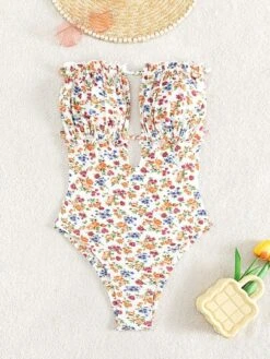 Ditsy Floral Print Frill Trim Bandeau One Piece Swimsuit -Curated Swimwear 1686540892c81c0bad6474f36c55f1d03ef74eaef5 thumbnail 405x552