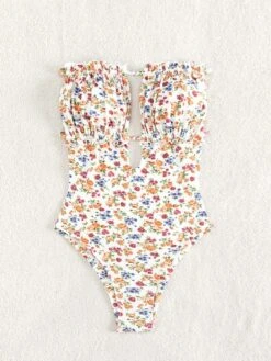 Ditsy Floral Print Frill Trim Bandeau One Piece Swimsuit -Curated Swimwear 16865408931d418b7a525d560d7b6092305dc2e480 thumbnail 405x552