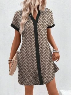 SHEIN LUNE Allover Print Contrast Trim Batwing Sleeve Dress -Curated Swimwear 16865615100398c90e5e29df10223397537b245494 thumbnail 405x552