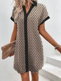 SHEIN LUNE Allover Print Contrast Trim Batwing Sleeve Dress -Curated Swimwear 168656151361f32e094694e814382ba6d5285112fa thumbnail 405x552