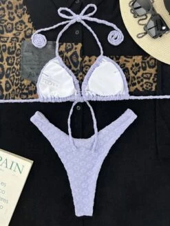 BOUDOIRCORE Tie Front Halter Bikini Swimsuit