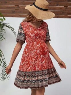 SHEIN Maternity Paisley Print Ruffle Hem Dress -Curated Swimwear 1686649753d95bbe66c43c98a6e14c3d93bbc527a8 thumbnail 405x552