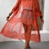 SHEIN VCAY Embroidery Mesh Batwing Sleeve Sheer Kimono -Curated Swimwear 16866530546cf37c65cb72614268d4e1274a80f36c thumbnail 405x552