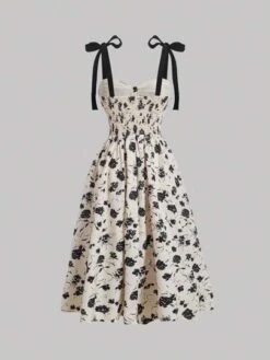 SHEIN MOD Floral Print Tie Shoulder Cami Dress