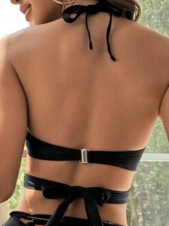 Solid Twist Front Halter Bikini Top