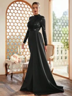 Missord Mock Neck Sequin Decor Floor Length Formal Dress -Curated Swimwear 168672717311aa07afb3e5dc9b446e0394acb0bee5 thumbnail 405x552