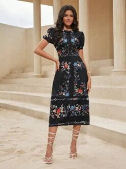 SHEIN Clasi Floral Print Puff Sleeve Dress -Curated Swimwear 1686731698163246e6ca435b7179eff3fc223d21ab thumbnail 405x552