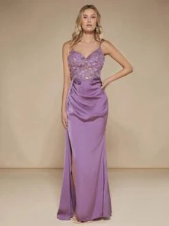 SHEIN Belle Contrast Sequin Split Thigh Satin Cami Dress -Curated Swimwear 168679015806082b225996be8a76a2b6831bb03c71 thumbnail 405x552