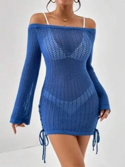 SHEIN Essnce Off Shoulder Drawstring Side Cover Up Dress Without Bikini -Curated Swimwear 16868138989c4b5f5295a27fef40ac90a72d49af3d thumbnail 405x552