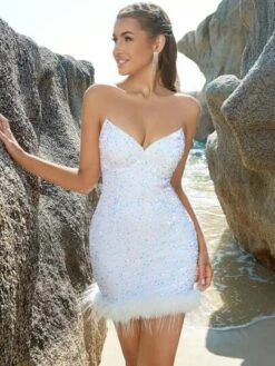 ADYCE Fuzzy Trim Sequin Tube Bodycon Dress -Curated Swimwear 16868449278e67021f10b40335c9398ce01f67d789 thumbnail 405x552