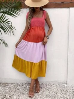 SHEIN Maternity Colorblock Tie Shoulder Ruffle Hem Cami Dress -Curated Swimwear 168689713935ddaf0ec1d549842a3070d7bf4e19d6 thumbnail 405x552