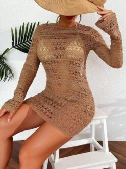 Hollow Out Knitted Cover Up Dress Without Bikini Set -Curated Swimwear 1687140436ac9494e559b6e6517082ee9a949c600c thumbnail 405x552