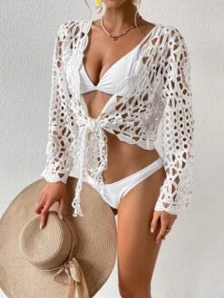 Hollow Out Tie Front Kimono Without Bikini -Curated Swimwear 168715282111fde4ddb15dea3364258cf03847b67f thumbnail 405x552