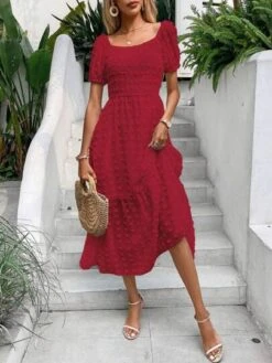 SHEIN VCAY Swiss Dot Square Neck Ruffle Hem Dress -Curated Swimwear 1687233951763a94661d34e48b856de06255c0e155 thumbnail 405x552