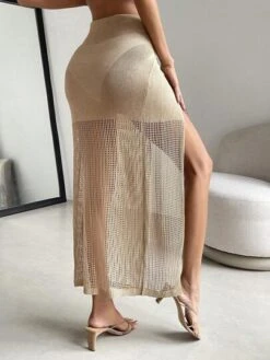 Twist Side Split Thigh Cover Up Skirt