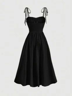 SHEIN MOD Solid Tie Shoulder Cami Dress