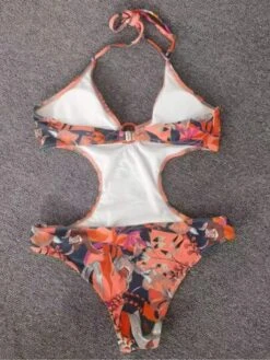 Floral Print Cut Out Halter One Piece Swimsuit -Curated Swimwear 16873157237e5f9f8e2c76d685b69102feed3e6670 thumbnail 405x552