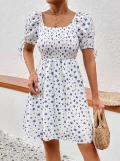 SHEIN VCAY Ditsy Floral Print Knot Cuff Puff Sleeve Dress -Curated Swimwear 1687337085ab0cb2613923988c62de03f3e1bf4754 thumbnail 405x552