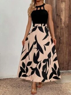 SHEIN Clasi Plants Print Cut Out Halter Neck Dress -Curated Swimwear 16873391771809a64e83941b7727e6dbba899c8619 thumbnail 405x552