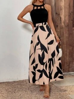 SHEIN Clasi Plants Print Cut Out Halter Neck Dress -Curated Swimwear 1687339186de8079e43dcc12db10e8059bf6e3b788 thumbnail 405x552