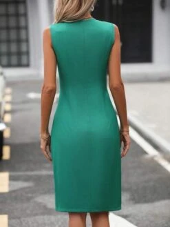 SHEIN LUNE Double Breasted Sleeveless Dress