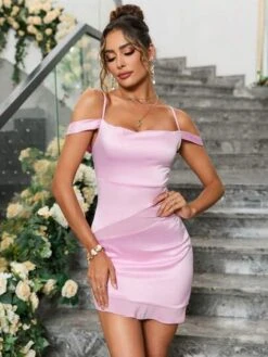 PARTHEA Cold Shoulder Ruched Satin Bodycon Dress -Curated Swimwear 168757926629bf974a52f240ce478b8c44fefb9a9a thumbnail 405x552