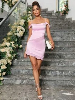 PARTHEA Cold Shoulder Ruched Satin Bodycon Dress -Curated Swimwear 1687579268e40b253940bc8e15f56035a433c2b27a thumbnail 405x552