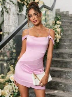 PARTHEA Cold Shoulder Ruched Satin Bodycon Dress -Curated Swimwear 16875792763d8d37ddf3e1098ccb9ad00684818c81 thumbnail 405x552