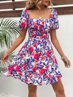 SHEIN Frenchy Floral Print Square Neck Puff Sleeve Dress -Curated Swimwear 1687749068f17096d3c8e4b8b47cd588431dc25f56 thumbnail 405x552