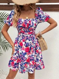 SHEIN Frenchy Floral Print Square Neck Puff Sleeve Dress -Curated Swimwear 168774907450df8482e47790cd44fd0e5651ddbf79 thumbnail 405x552